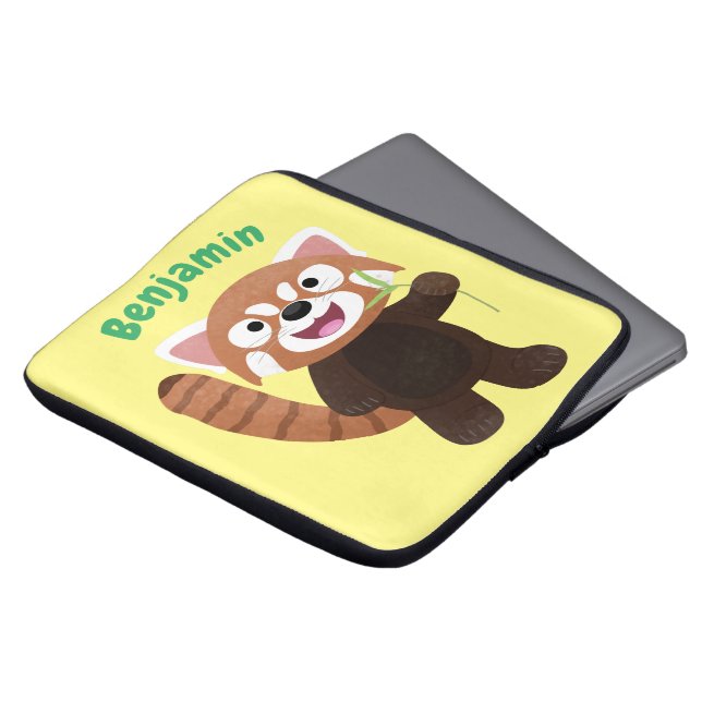 Cute red panda cartoon illustration laptop sleeve (Front Top)