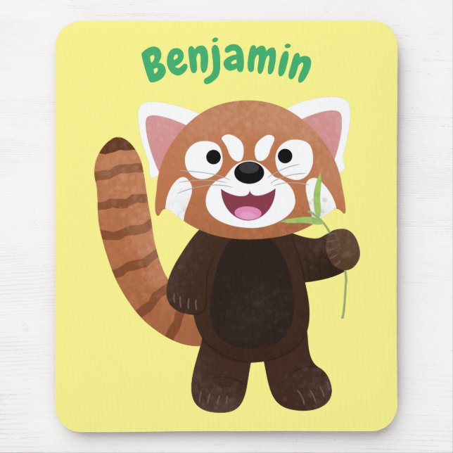 Cute red panda cartoon illustration mouse mat (Front)