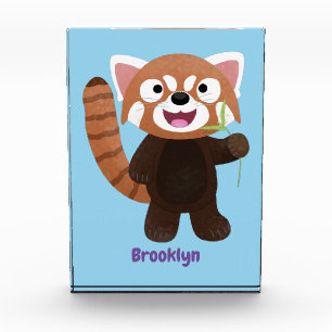 Cute red panda cartoon illustration photo block