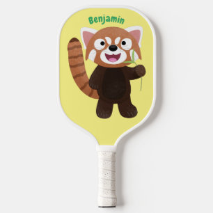 Cute red panda cartoon illustration pickleball paddle