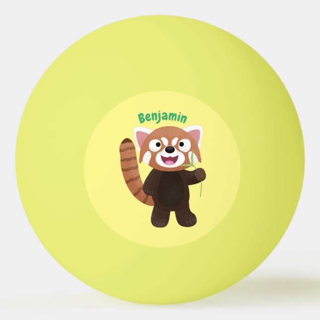 Cute red panda cartoon illustration ping pong ball (Front)