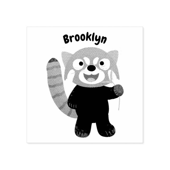 Cute red panda cartoon illustration rubber stamp (Imprint)