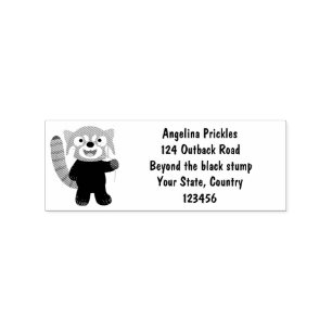 Cute red panda cartoon illustration rubber stamp
