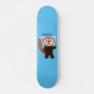 Cute red panda cartoon illustration skateboard