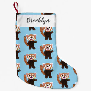 Cute red panda cartoon illustration small christmas stocking