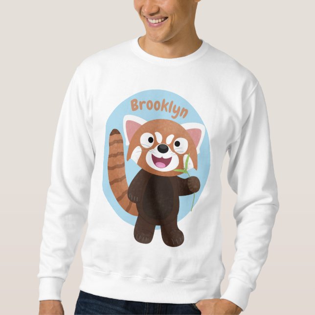 Cute red panda cartoon illustration sweatshirt (Front)