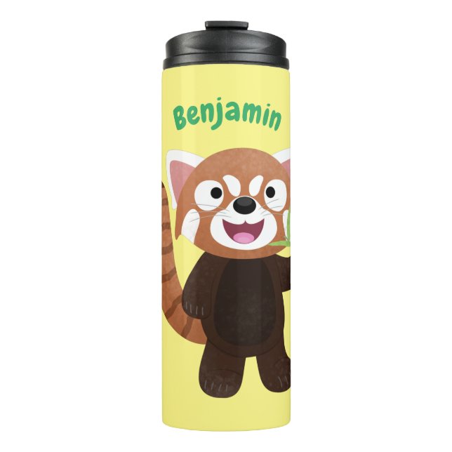 Cute red panda cartoon illustration thermal tumbler (Front)