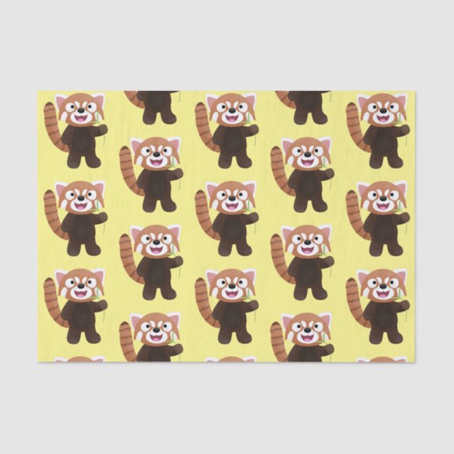 Cute red panda cartoon illustration tissue paper (Front)