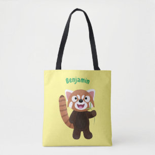 Cute red panda cartoon illustration tote bag