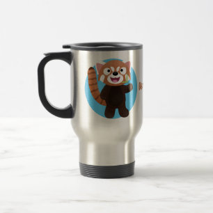 Cute red panda cartoon illustration travel mug
