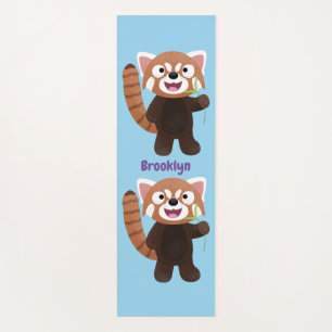 Cute red panda cartoon illustration yoga mat