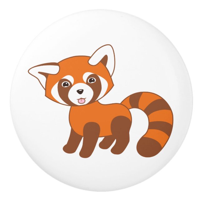 Cute Red Panda Ceramic Knob (Front)
