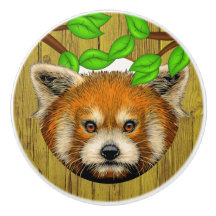 Cute Red Panda Ceramic Knobs
