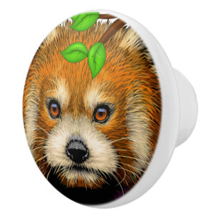 Cute Red Panda Ceramic Knobs