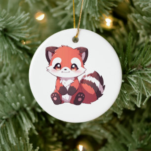  cute red panda ceramic tree decoration