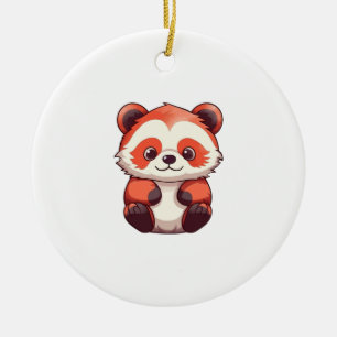 Cute Red Panda Ceramic Tree Decoration