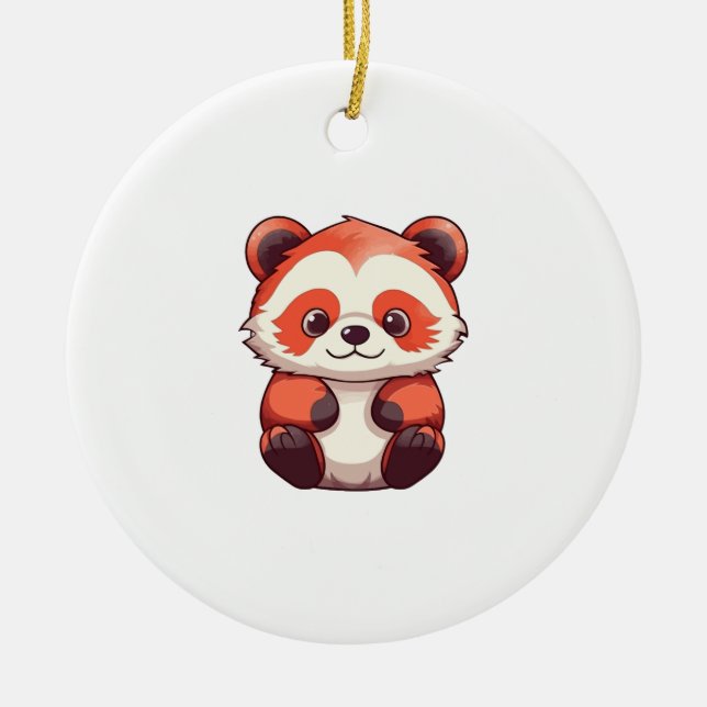 Cute Red Panda  Ceramic Tree Decoration (Front)