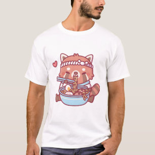 Cute Red Panda Chef Loves Eating Ramen T-Shirt