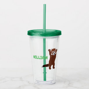 Cute Red Panda Custom Message Personalised Acrylic Tumbler