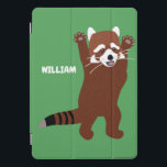 Cute Red Panda Custom Message Personalised iPad Pro Cover<br><div class="desc">Create a personalised cover to protect your gear when you add your name to this cover featuring an illustration of a red panda standing up on two legs against a bright green background. About the illustration: Red pandas are an endangered species that live in the mountains of Nepal, China and...</div>