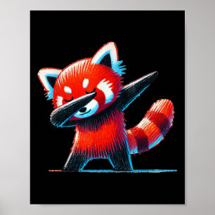 Cute Red Panda Dabbing For Wildlife Animal Lover Z Poster