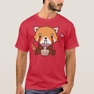 Cute Red Panda Drinking Bubble Tea T-Shirt