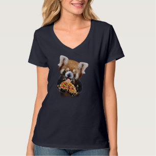 Cute Red Panda Eating Delicious Pizza T-Shirt