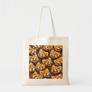 Cute Red Panda Faces Pattern Tote Bag