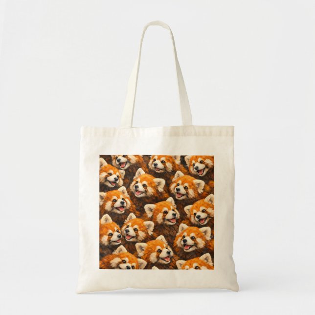 Cute Red Panda Faces Pattern Tote Bag (Front)
