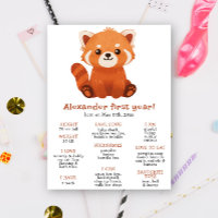 Cute Red Panda First Birthday Milestone Birthday