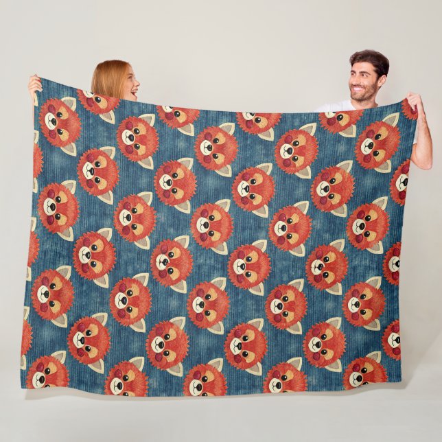 Cute Red Panda Fleece Blanket (In Situ)