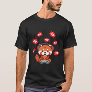 Cute Red Panda Gamer Funny Video Gaming Gift Men W T-Shirt