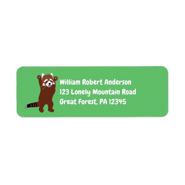 Cute Red Panda Green Return Address (Front)