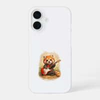 Cute Red Panda Guitar iPhone 16 Case Kawaii