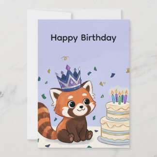 ​Cute Red Panda Happy Birthday Party InvInvitation Invitation