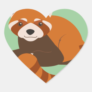 Cute Red Panda Heart Sticker