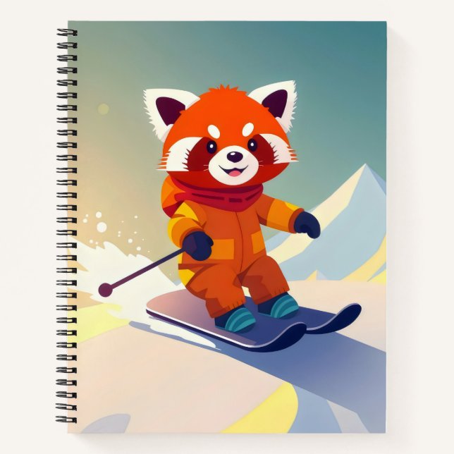 cute red panda in a colourful snowboarding outfit  notebook (Front)