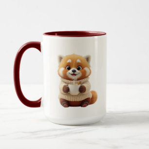 Cute Red Panda in Cosy Sweater Two-Tone Coffee Mug