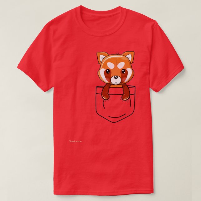 Cute red panda in pocket T-Shirt (Design Front)