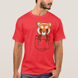 Cute red panda in pocket T-Shirt