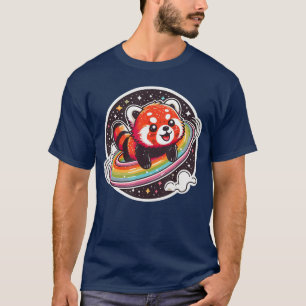 Cute Red Panda in Space Cartoon Style Funny and Co T-Shirt