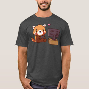 Cute Red Panda Loves Video Games T-Shirt