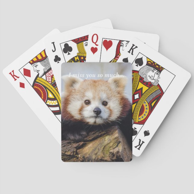 Cute Red Panda Miss You So Much  Playing Cards (Back)