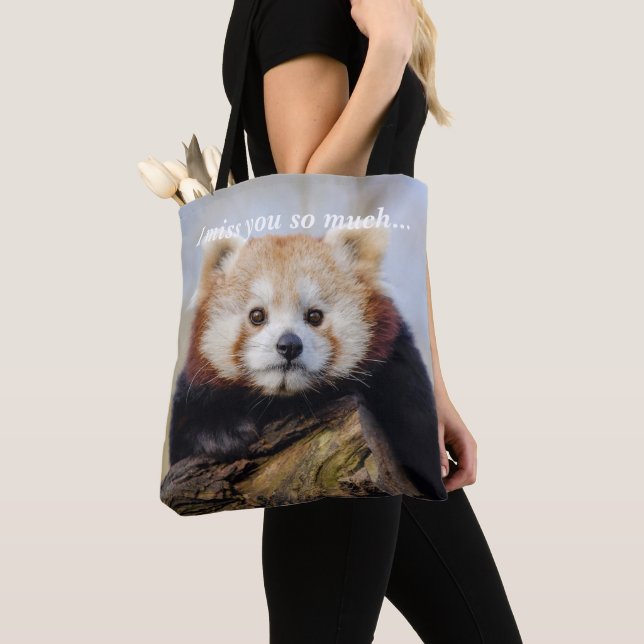 Cute Red Panda Miss You So Much  Tote Bag (Close Up)