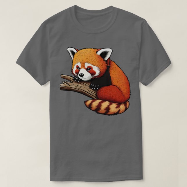 Cute Red Panda on a branch T-Shirt (Design Front)