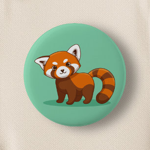 Cute Red Panda on Green 6 Cm Round Badge