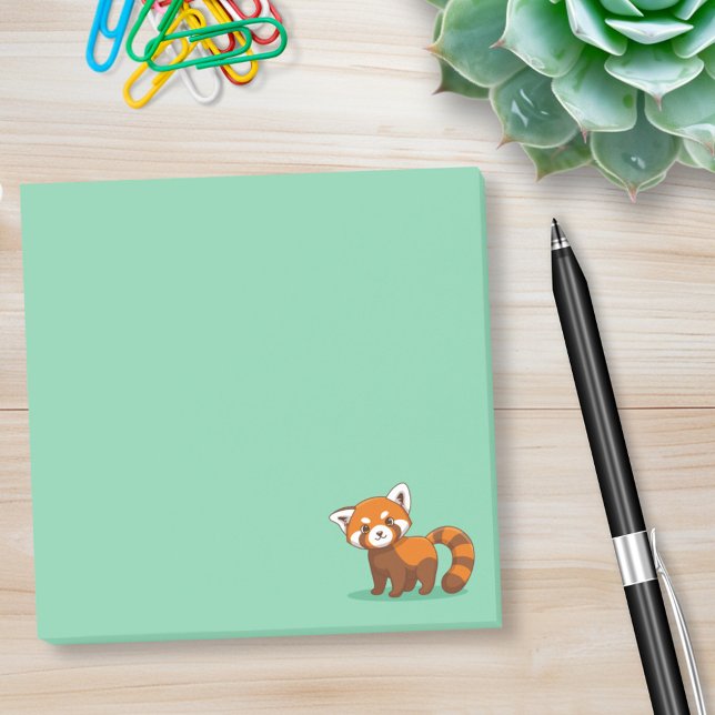 Cute Red Panda on Green Post-it Notes (Creator Uploaded)