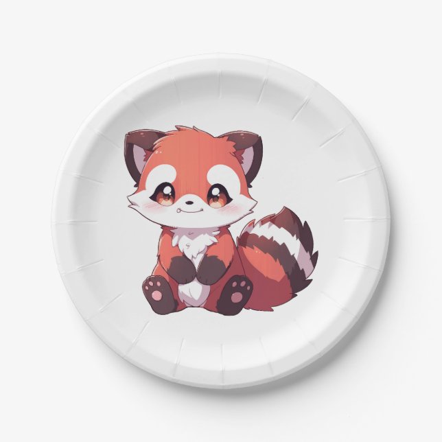 cute red panda paper plate (Front)