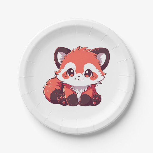  cute red panda paper plate (Front)