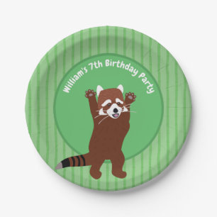 Cute Red Panda Personalised Custom Birthday Paper Plate
